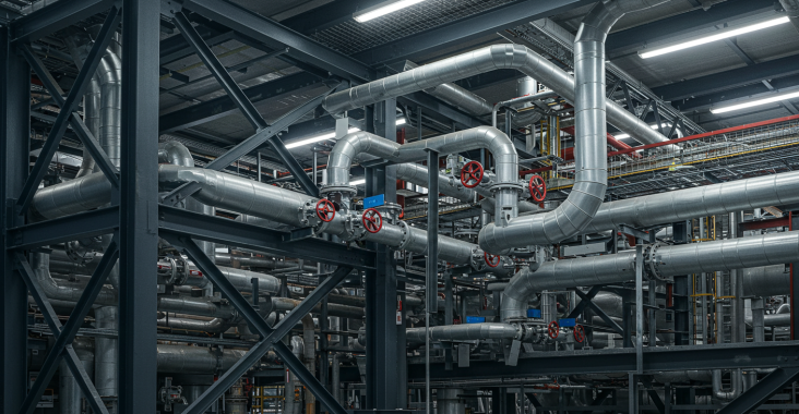 Intégration des réseaux de tuyauterie industrielle dans les structures métalliques porteuses